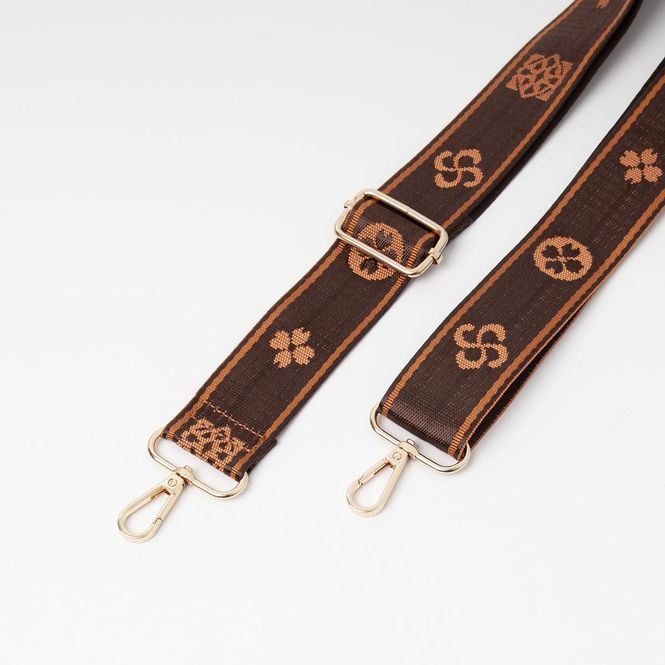 Huvudbild Axelrem mörkbrun och cognac - mönstrad väska rem ...