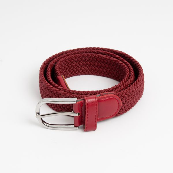 Huvudbild Stickat skärp, silver - mörk röd