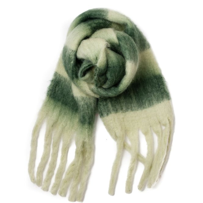 Huvudbild Smal fluffig halsduk med rutor - grön