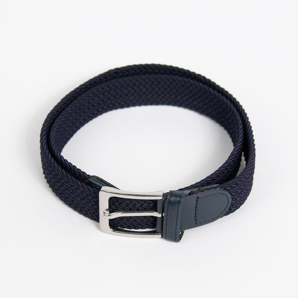 Huvudbild Elastik skärp, firkantet silver buckle - marin