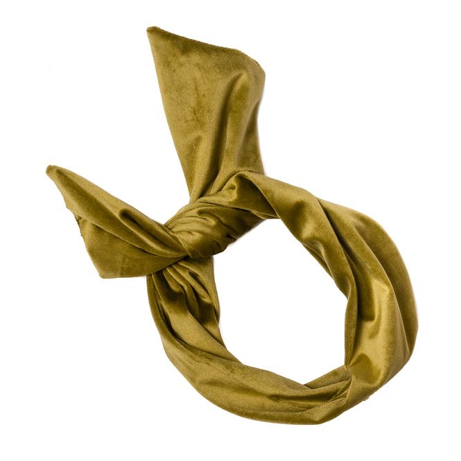 Huvudbild Stort hårband i sammet med tråd - olivgrön