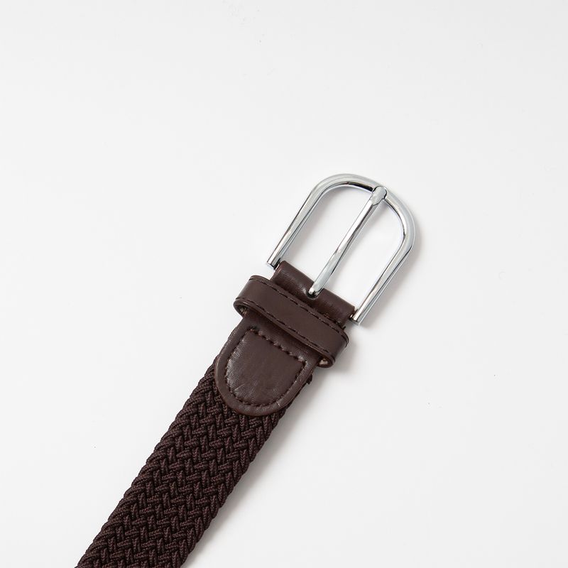 Stickat skärp, silver - mörkbrunt
