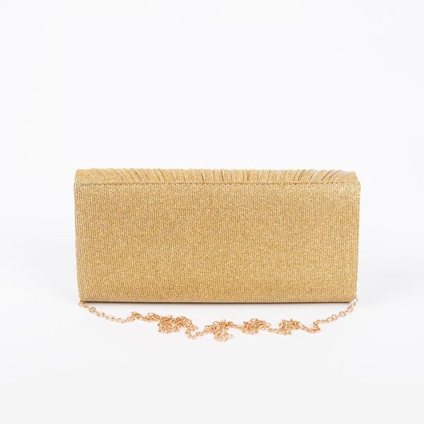 Huvudbild Clutchväska med plissé och metallkant - guld