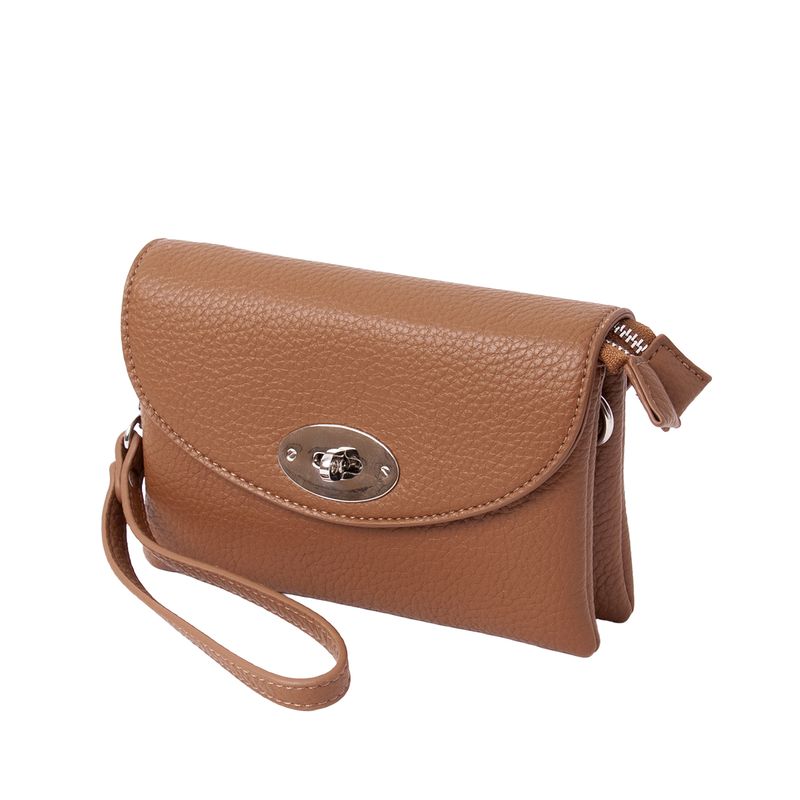 DANIELLE clutch silverfärgad cognac