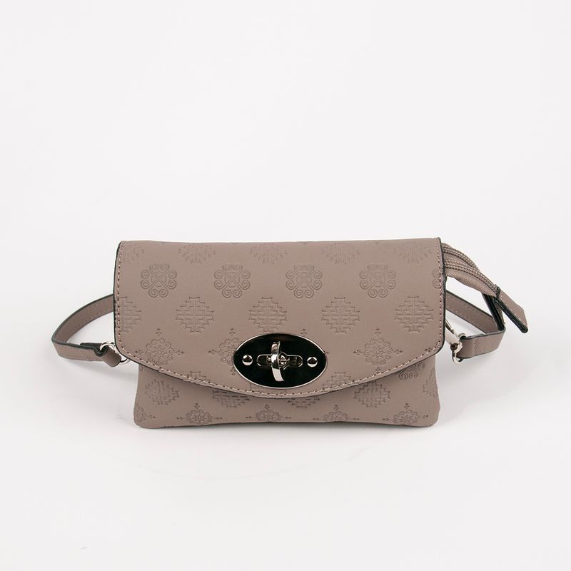 DANIELLE clutch med präglat mönster beige silverfärgat metall