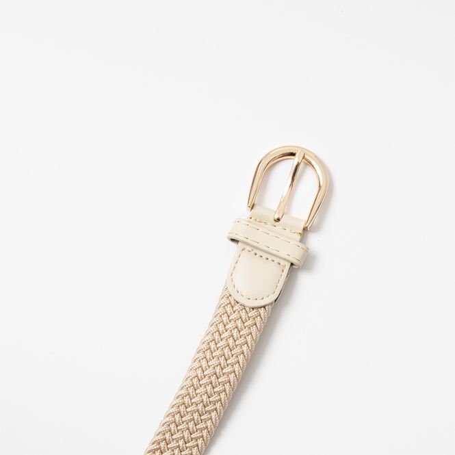 Huvudbild Smalt resårbälte, guld - ljus beige