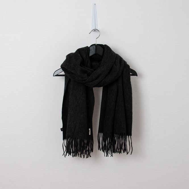 Huvudbild Ullscarf med fransar - mörk grå