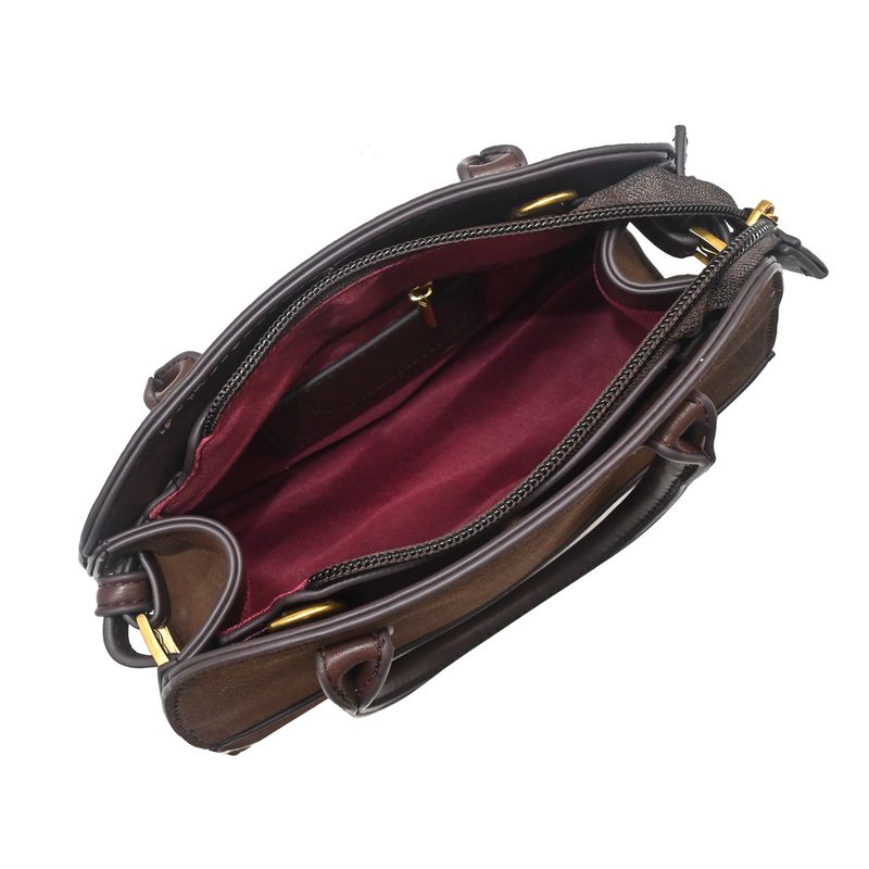 KITTY liten bowler bag i imitert semsket skinn brun
