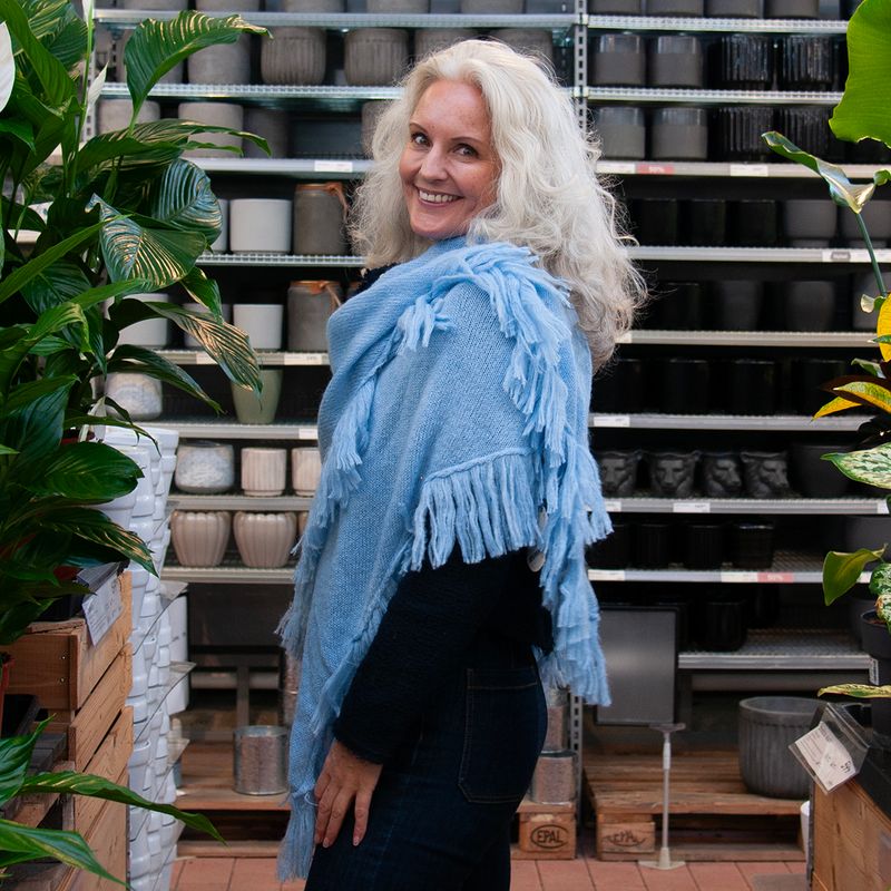 Sjal i mohairmix - ljus blå