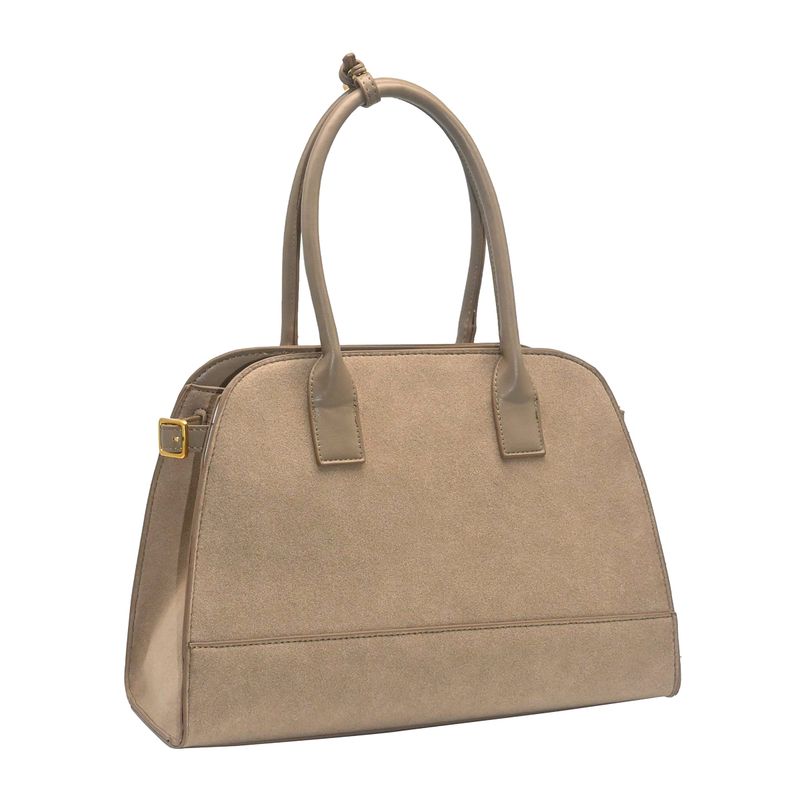 KINE bowler bag i imitert semsket skinn beige