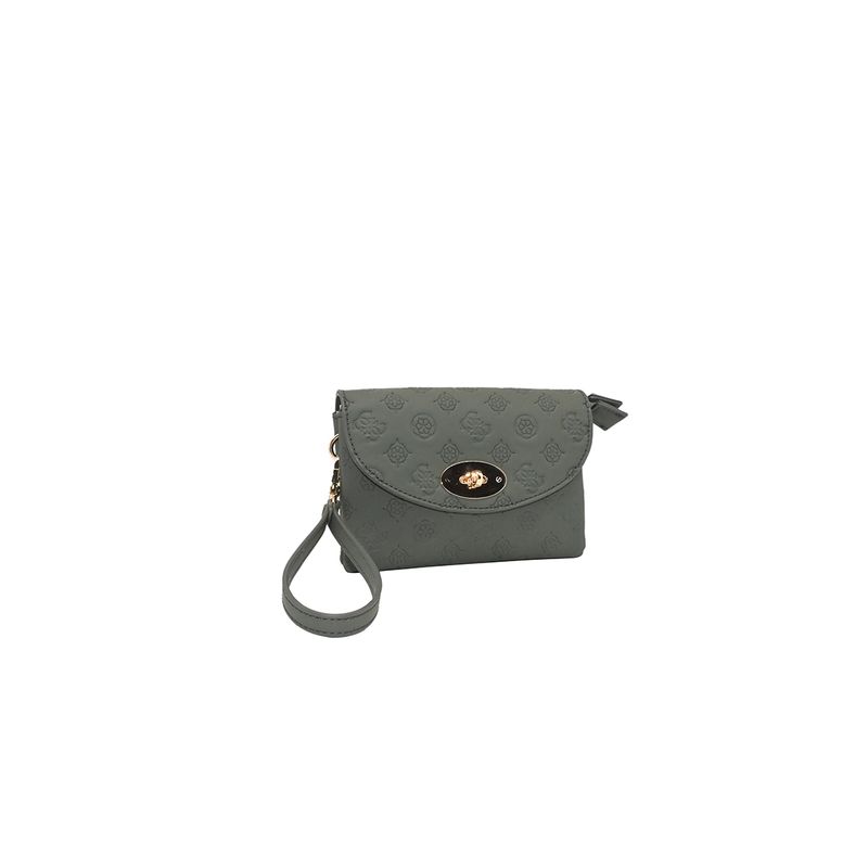 DANIELLE clutch olivengrønn med preget mønster