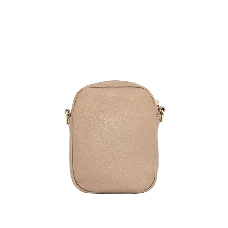 Heidi citybag mörk beige - liten väska i imitationsskinn med guldfärgade detaljer
