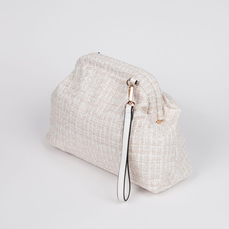 JEANETTE Bouclé veske med skulderrem Beige