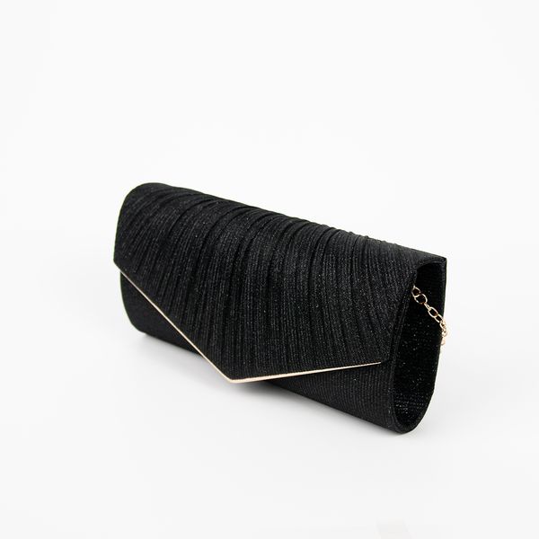 Huvudbild Clutchväska med plissé och metallkant - svart