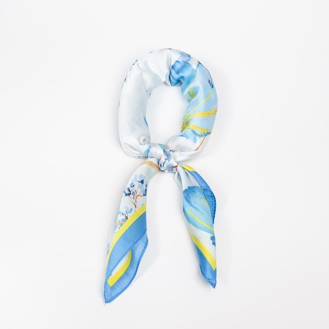 Huvudbild Liten scarf med abstrakt mönster blå 70 x 70 cm