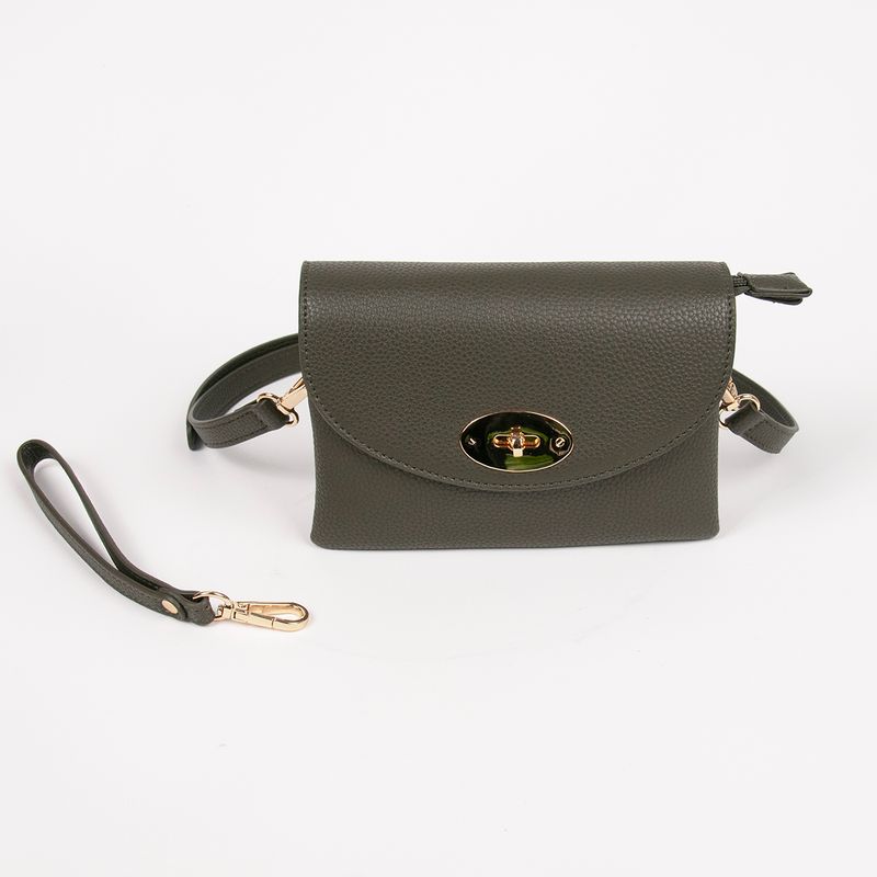 DANIELLE clutch militærgrønn i imitert skinn