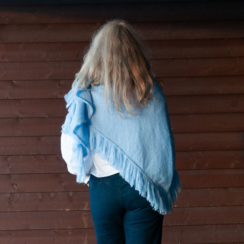 Sjal i mohairmix - ljus blå
