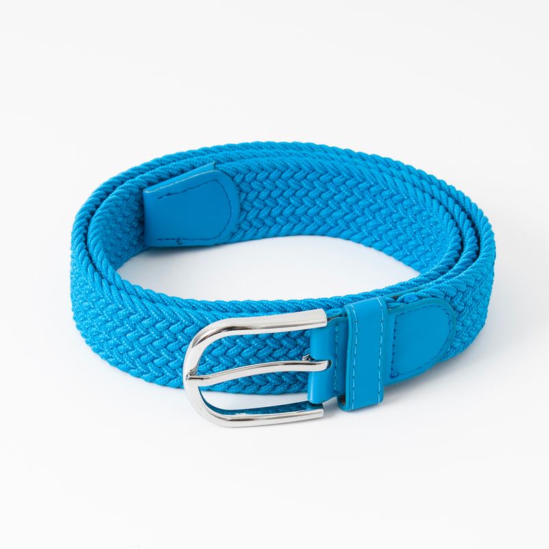 Stickat skärp, silver - kornblå