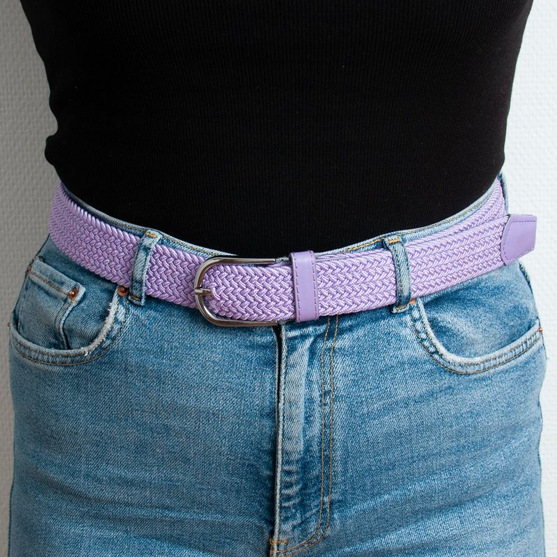 Stickat skärp, silver - lavendel