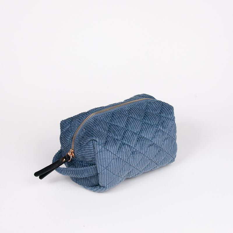Makeup bag i kordfløyel jeansblå