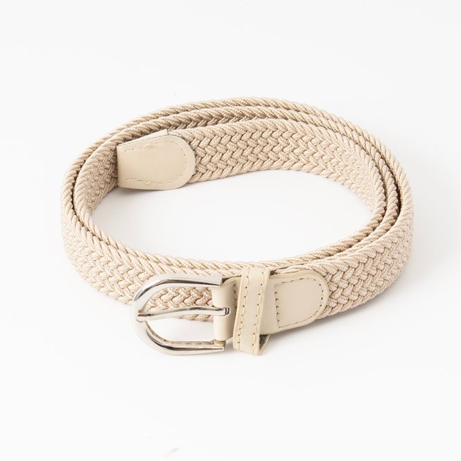 Huvudbild Smalt stickat bälte, silver - beige