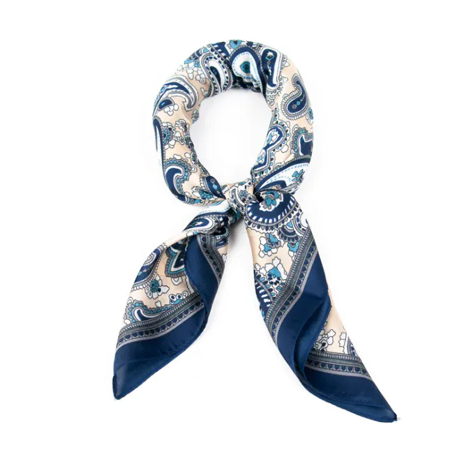 Huvudbild Mönstrad scarf i blått och beige 70 x 70 cm ...