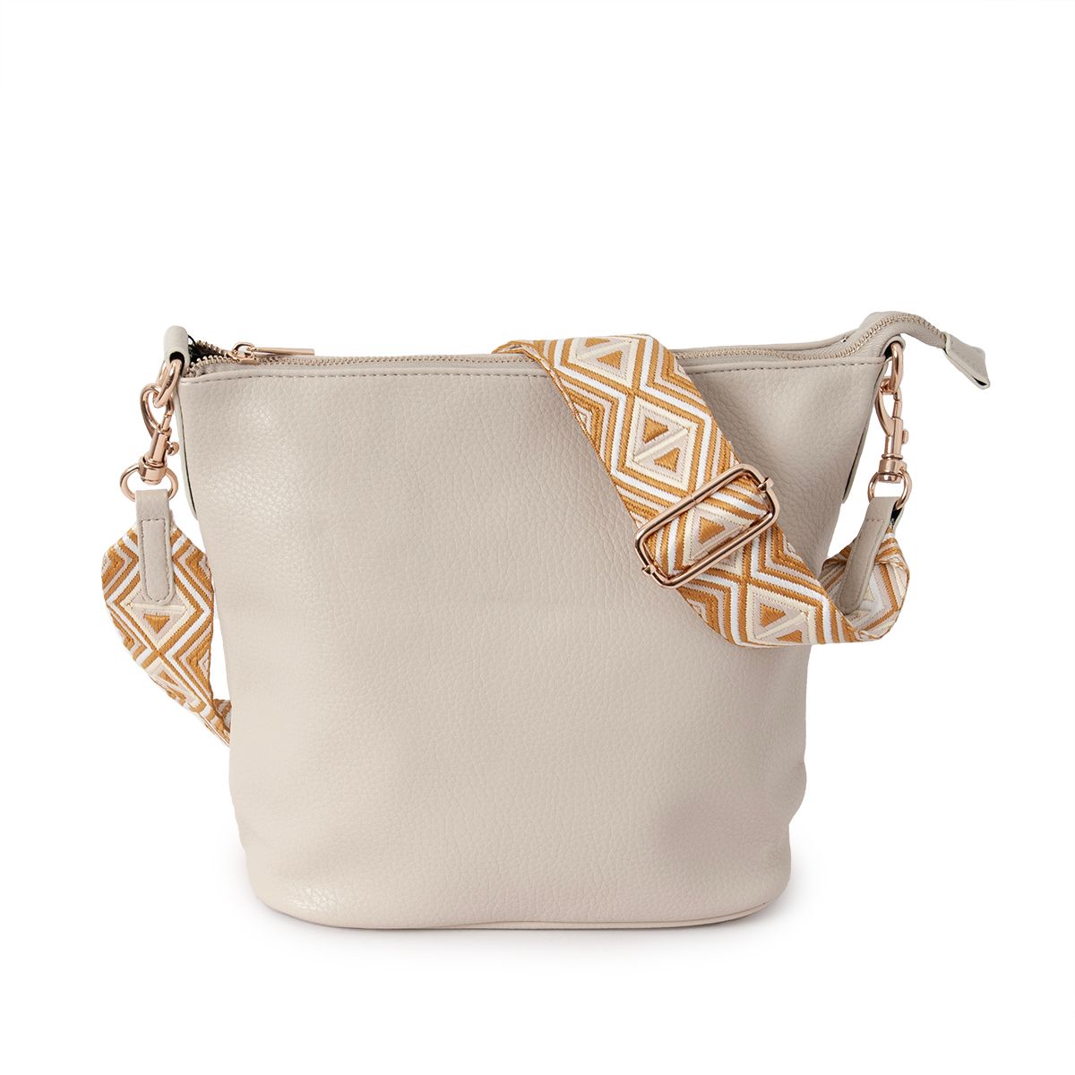 DANA korsväska med mönstrad rem - beige