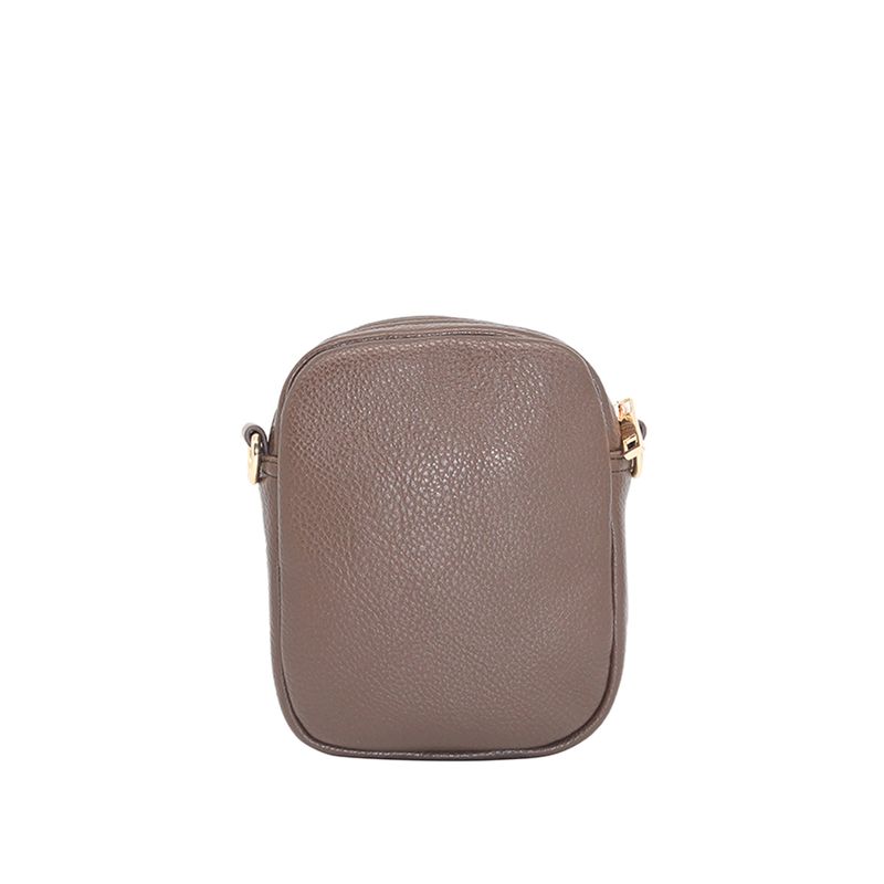 Heidi citybag brun - liten väska i imitationsskinn med guldfärgade detaljer