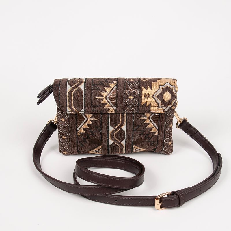 DANIELLE clutch med inka-mönster - brun