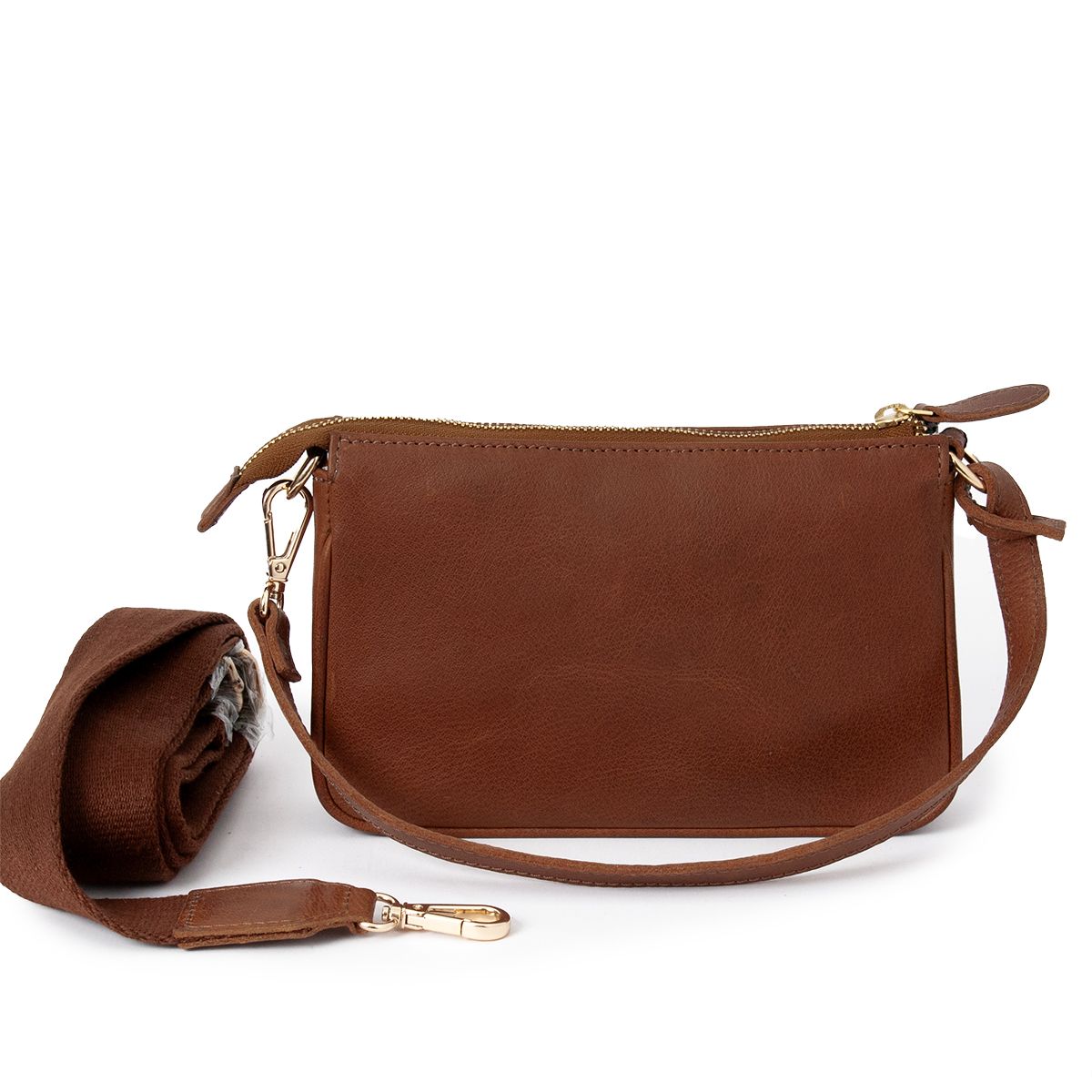 LIAN clutch i läder - brun