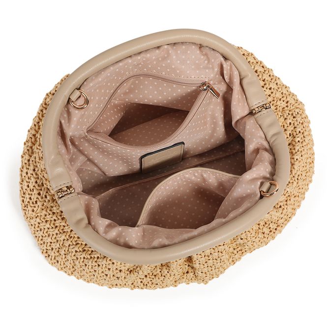 Huvudbild Idun flätad clutch - beige - elegant väska för ...