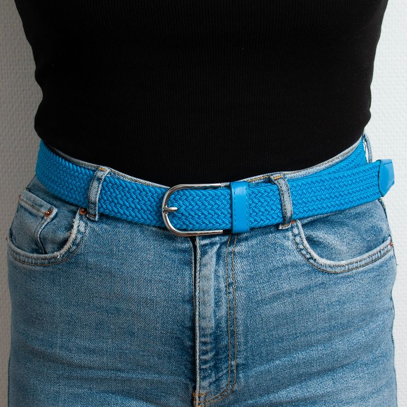 Stickat skärp, silver - kornblå