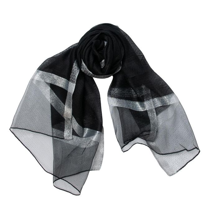 Huvudbild Festscarf svart med silver - polyester 75x180 cm
