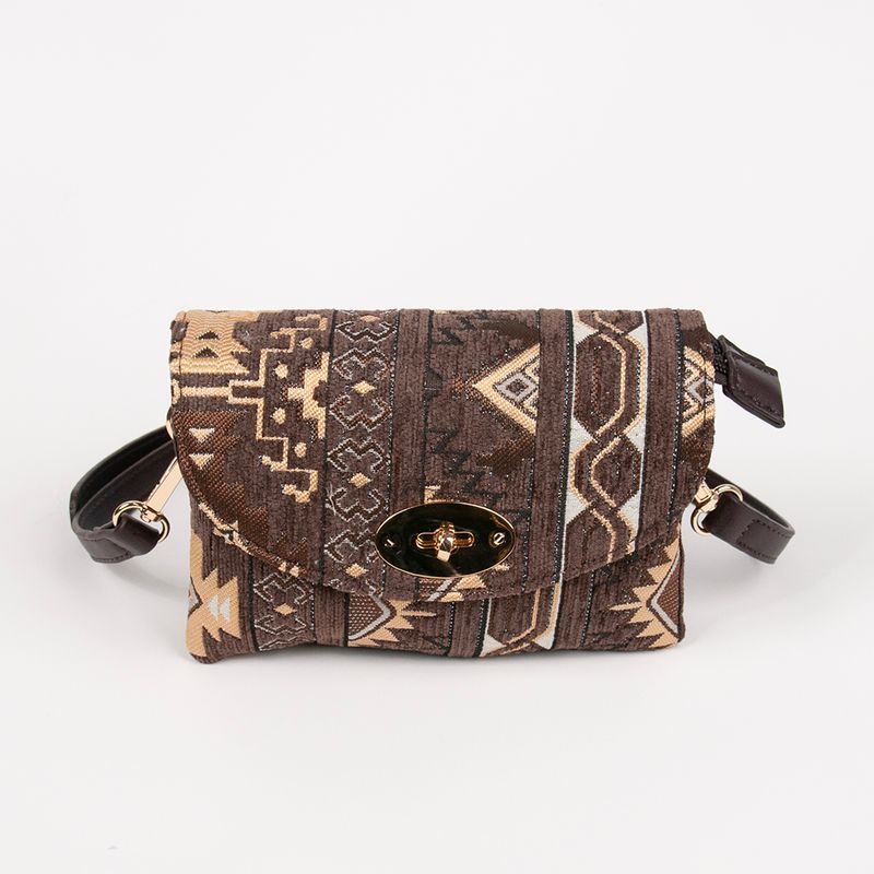 DANIELLE clutch med inka-mönster - brun